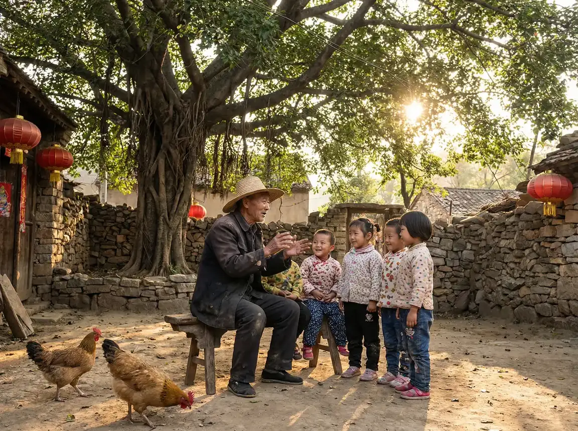 老人在大榕树下给孩子们讲故事 - 令嬢肉奴隷在线观看 乡村记忆